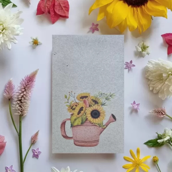 Sunflowers In Pink Watering Can