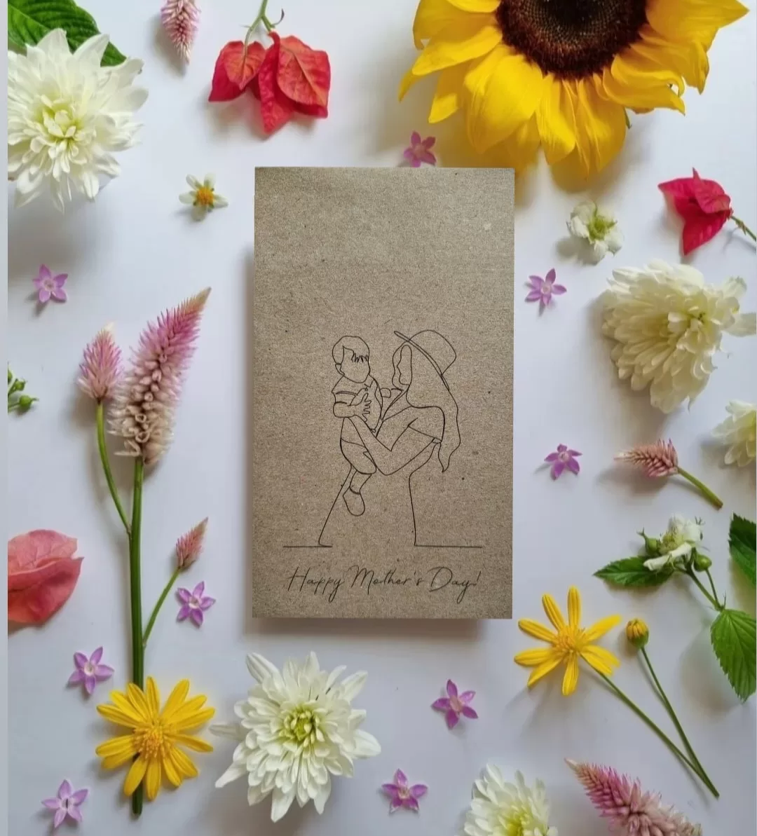 Happy Mother s Day Line Drawing Wild Flower Seeds Bee Kind Australia